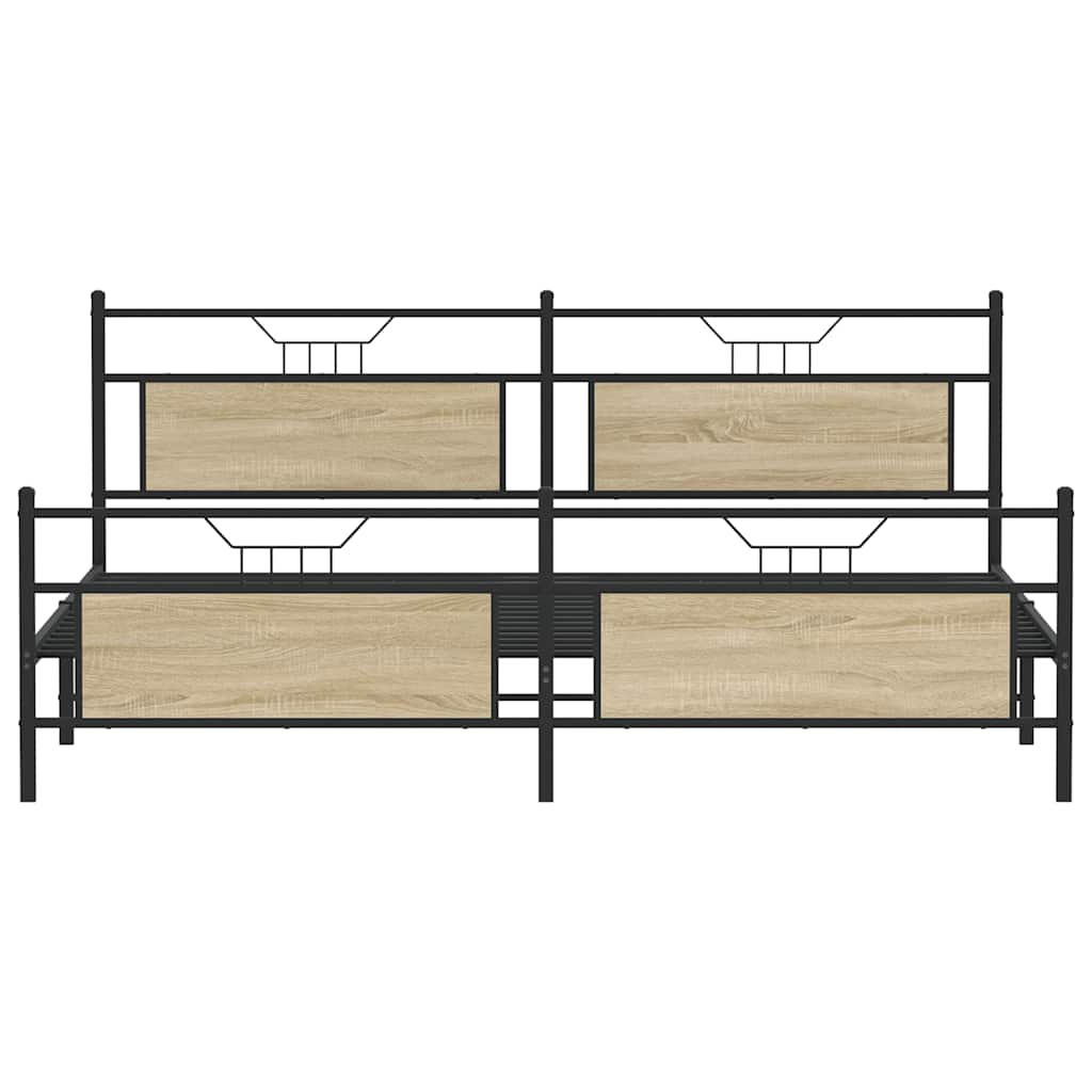 Metal Bed Frame without Mattress Sonoma Oak 200x200 cm
