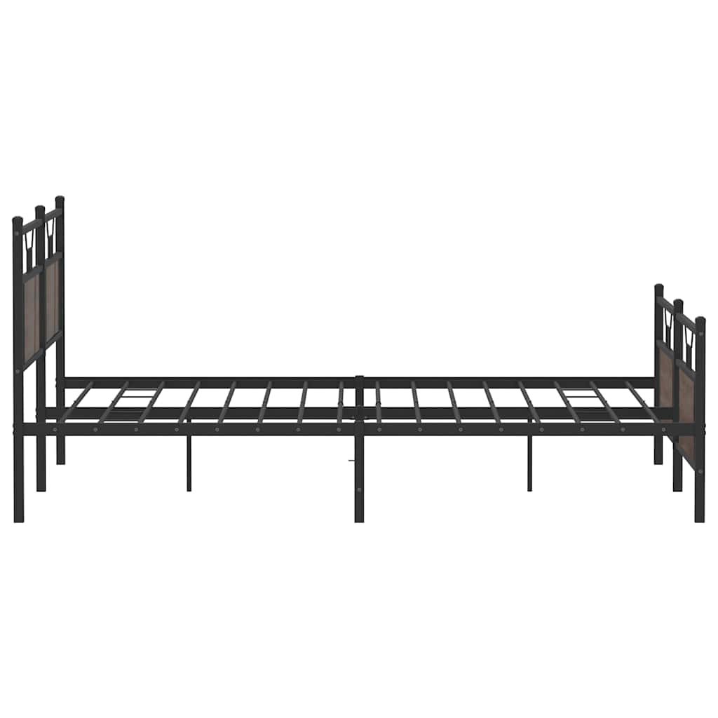 Metal Bed Frame without Mattress Brown Oak 160x200 cm