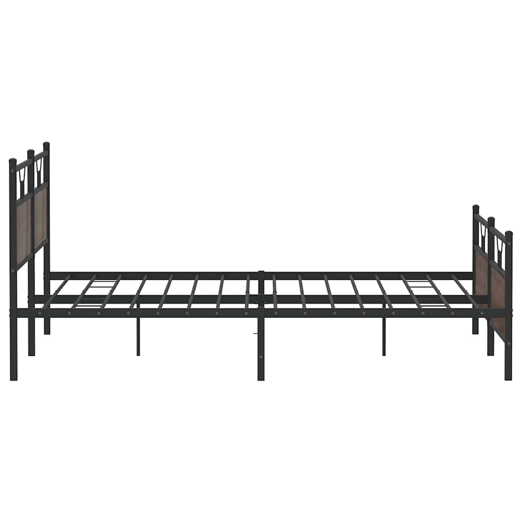 Metal Bed Frame without Mattress Brown Oak 193x201 cm