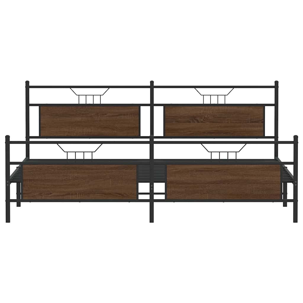 Metal Bed Frame without Mattress Brown Oak 200x200 cm