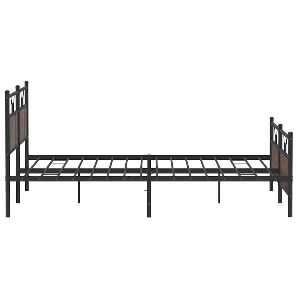 Metal Bed Frame without Mattress Brown Oak 200x200 cm