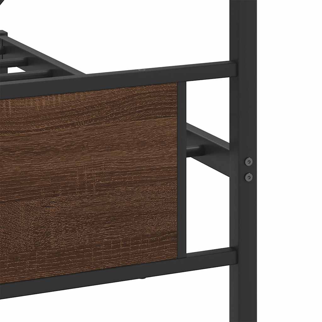 Metal Bed Frame without Mattress Brown Oak 200x200 cm