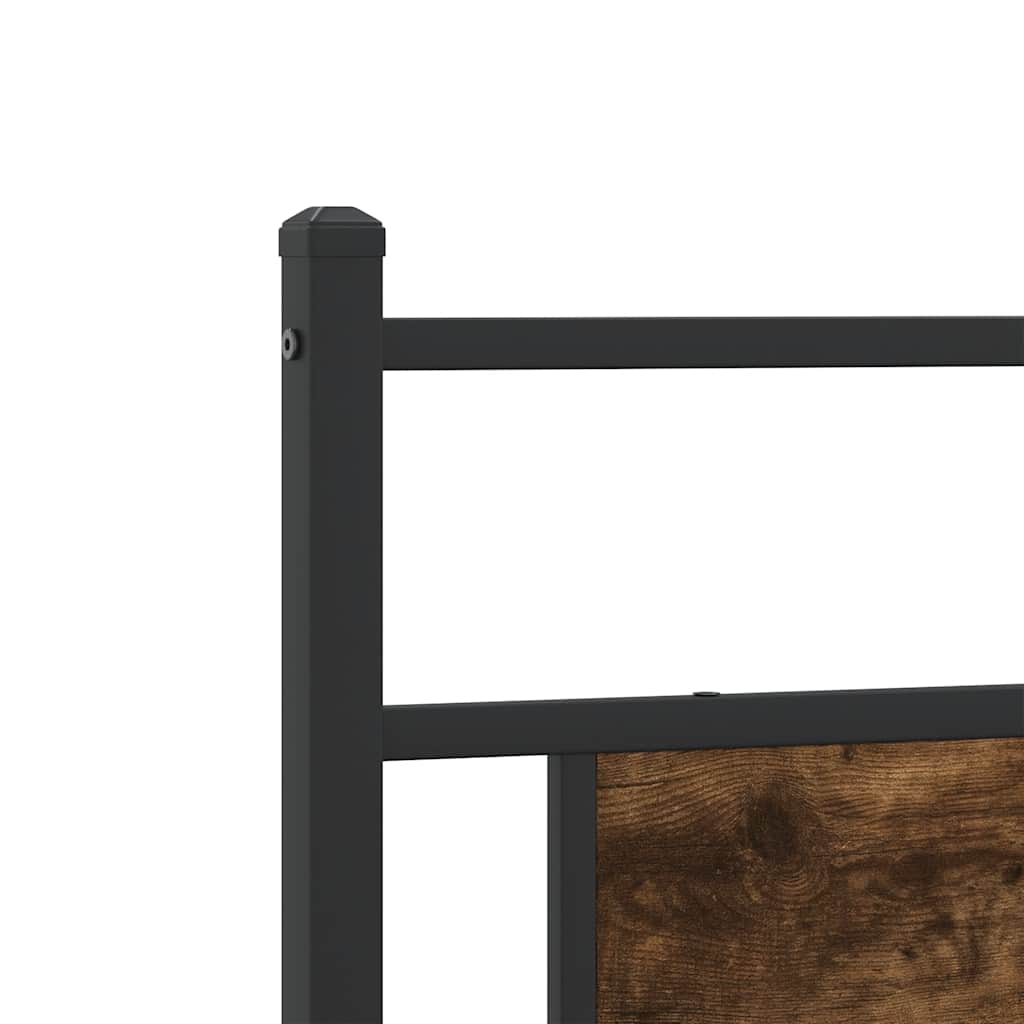 Metal Bed Frame without Mattress Smoked Oak 193x201 cm