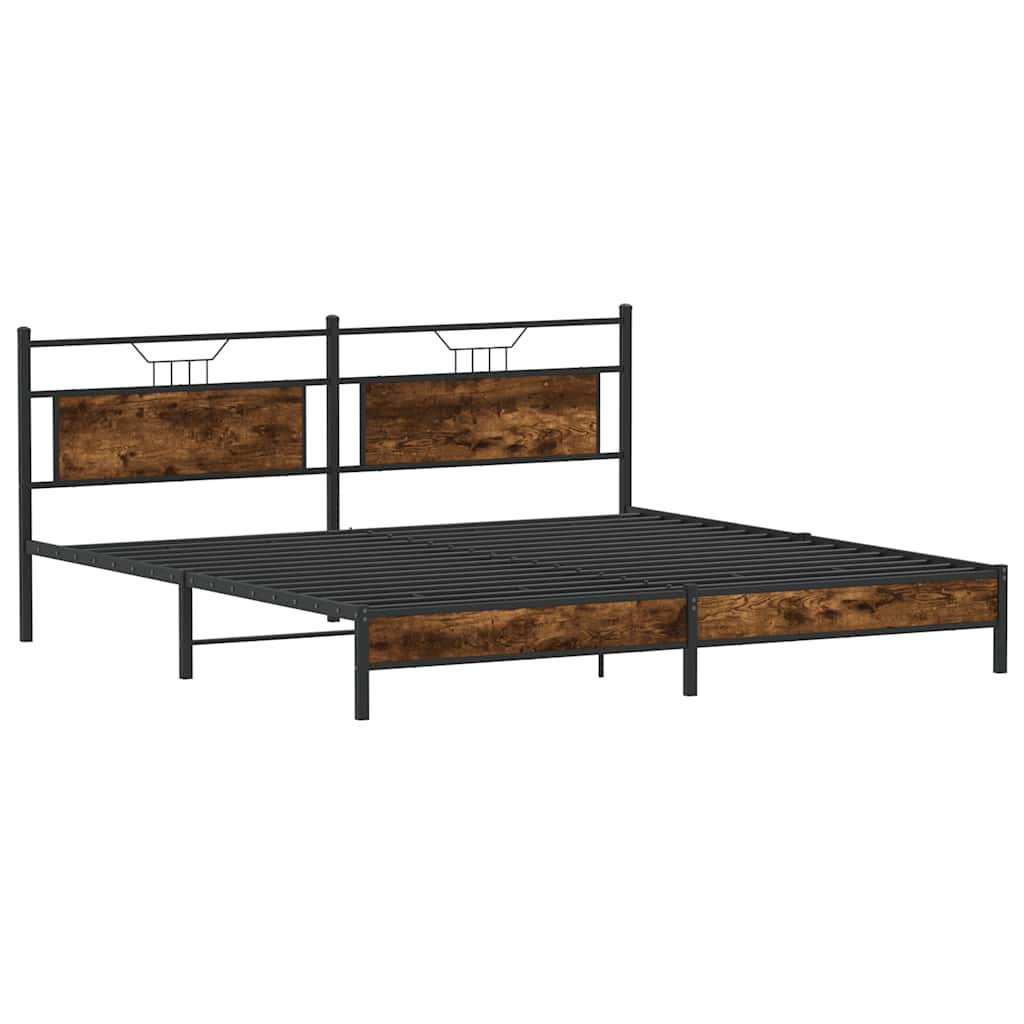 Metal Bed Frame without Mattress Smoked Oak 200x200 cm