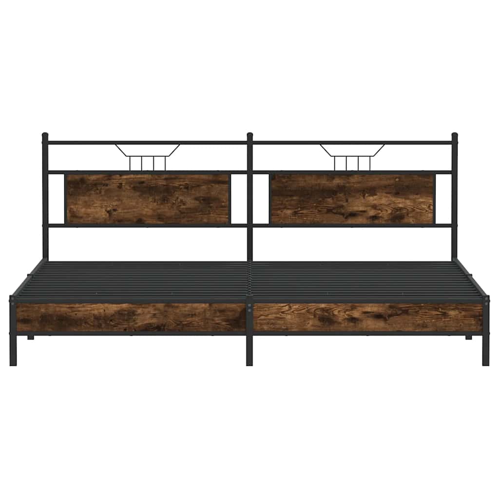 Metal Bed Frame without Mattress Smoked Oak 200x200 cm