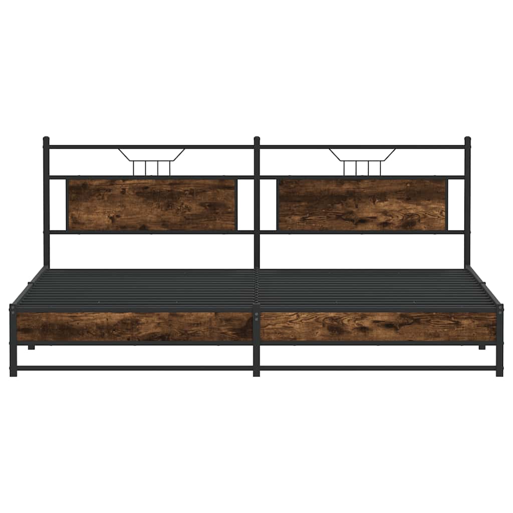 Metal Bed Frame without Mattress Smoked Oak 200x200 cm