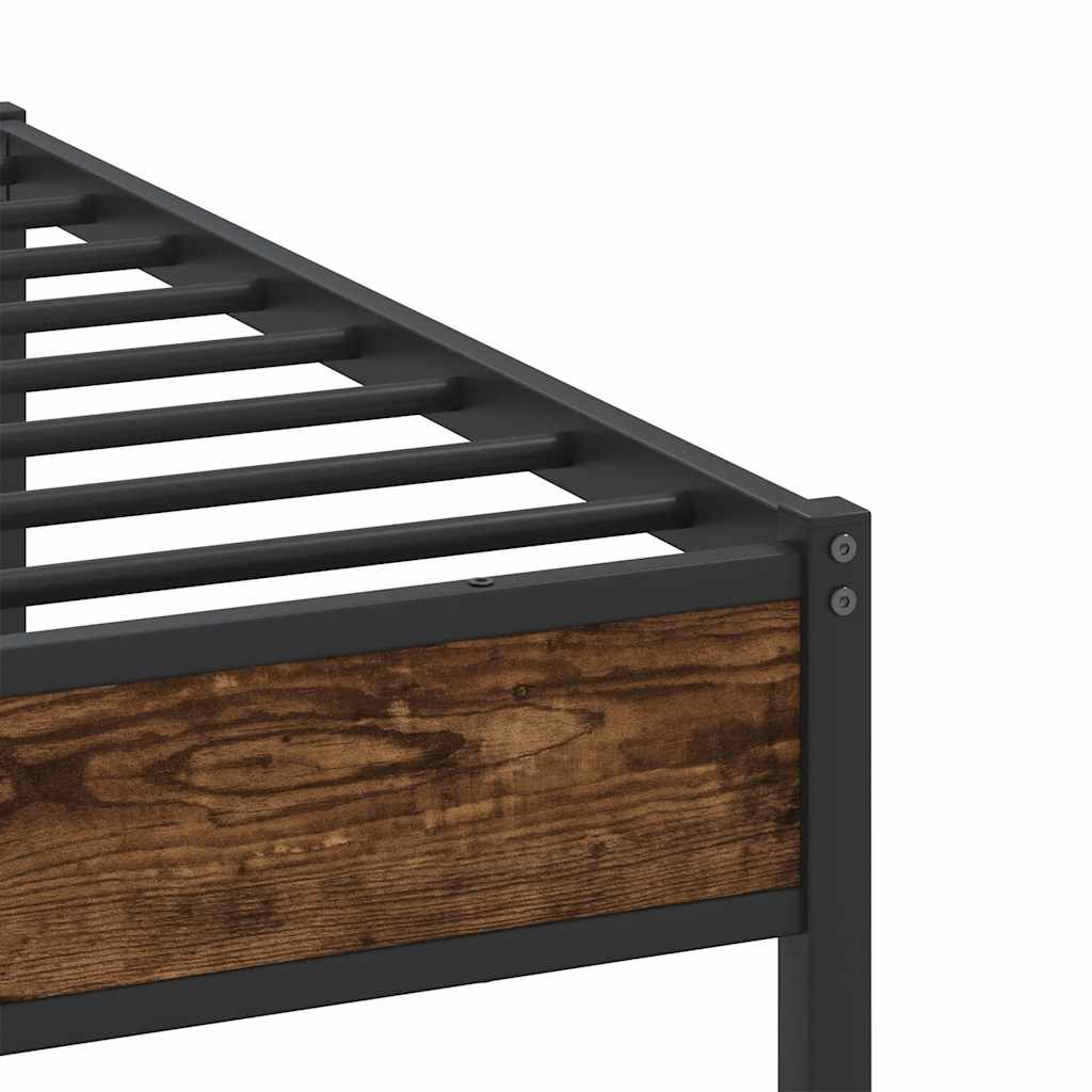 Metal Bed Frame without Mattress Smoked Oak 200x200 cm