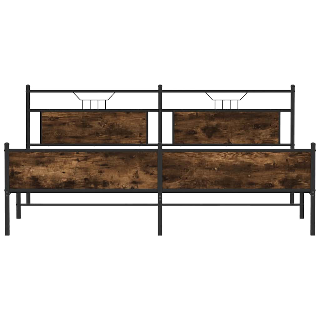 Metal Bed Frame without Mattress Smoked Oak 193x201 cm