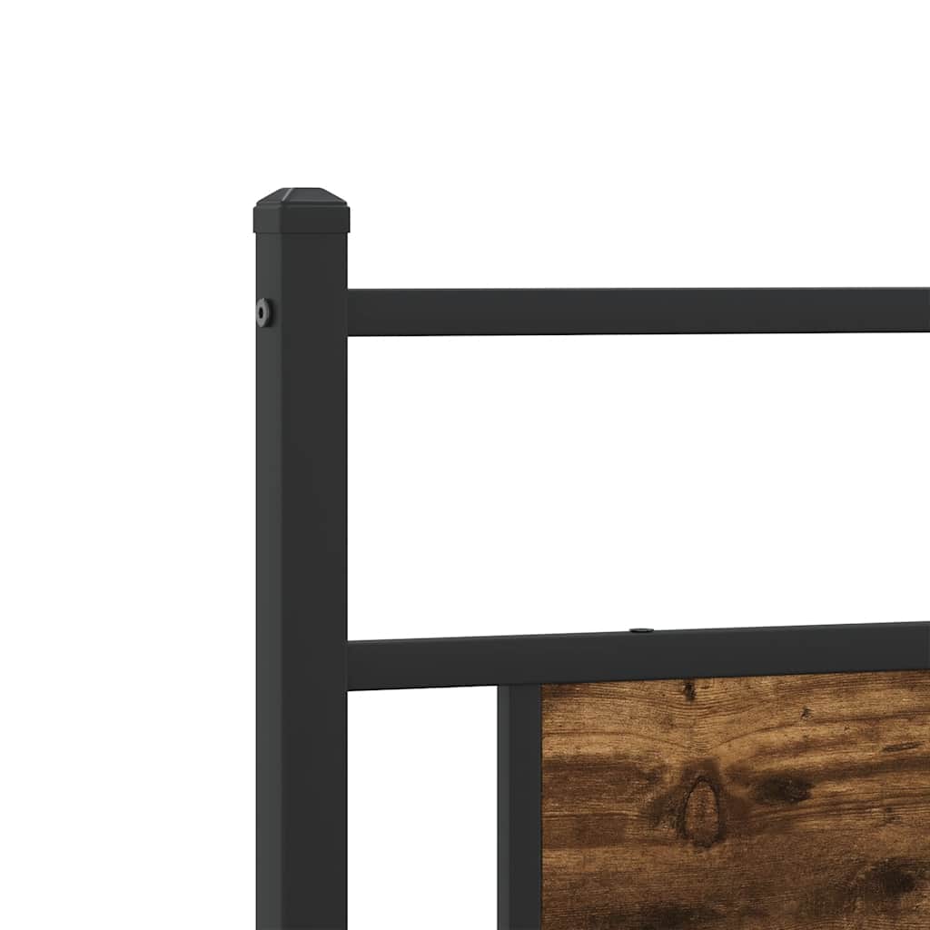Metal Bed Frame without Mattress Smoked Oak 193x201 cm