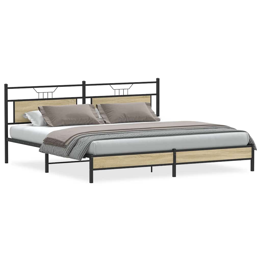 Metal Bed Frame without Mattress Sonoma Oak 193x201 cm