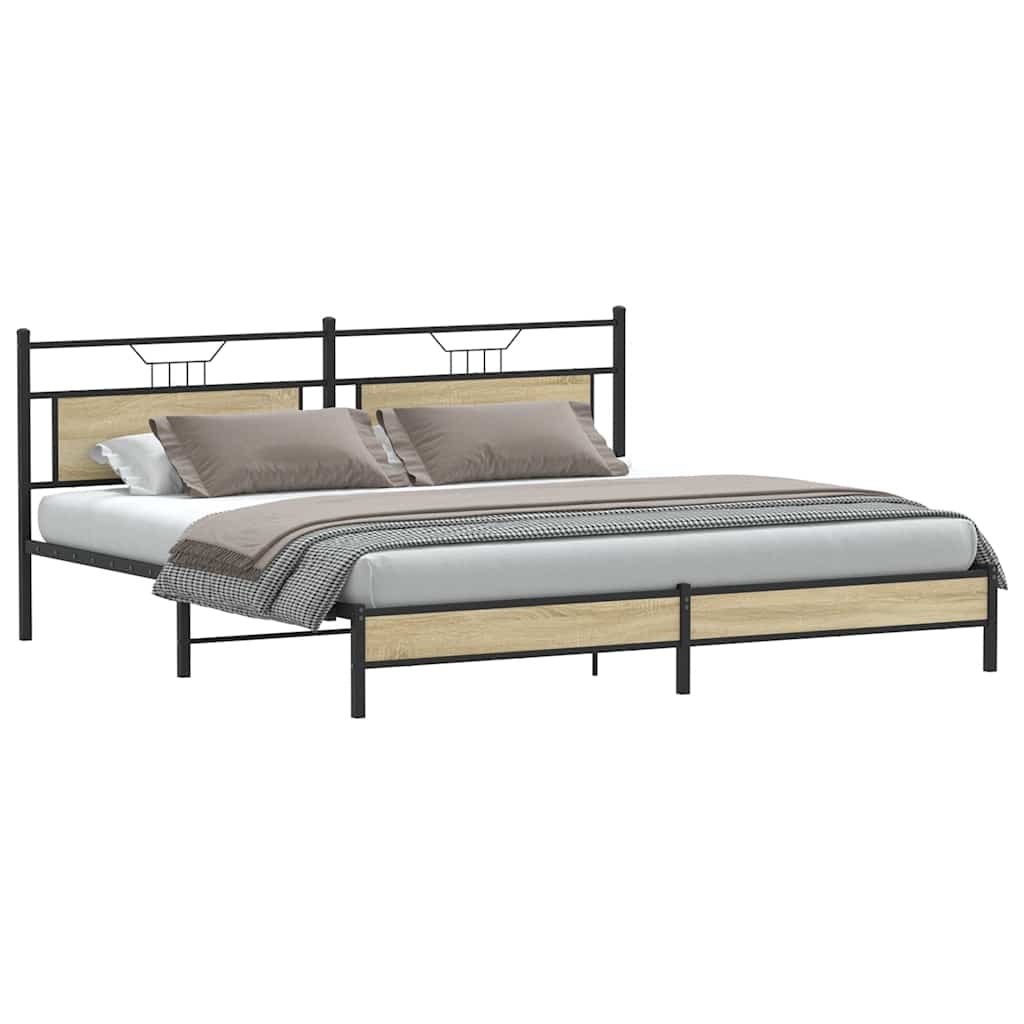 Metal Bed Frame without Mattress Sonoma Oak 193x201 cm
