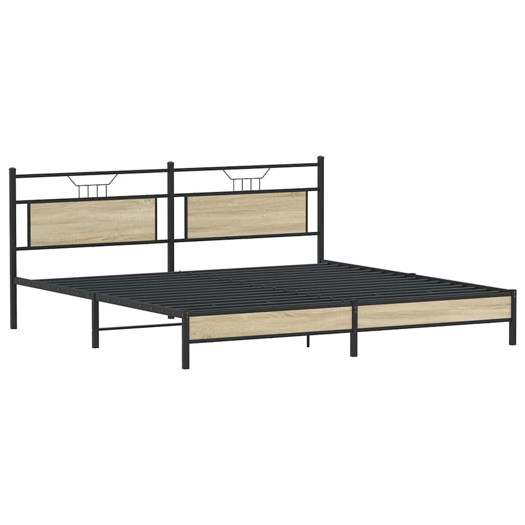 Metal Bed Frame without Mattress Sonoma Oak 193x201 cm