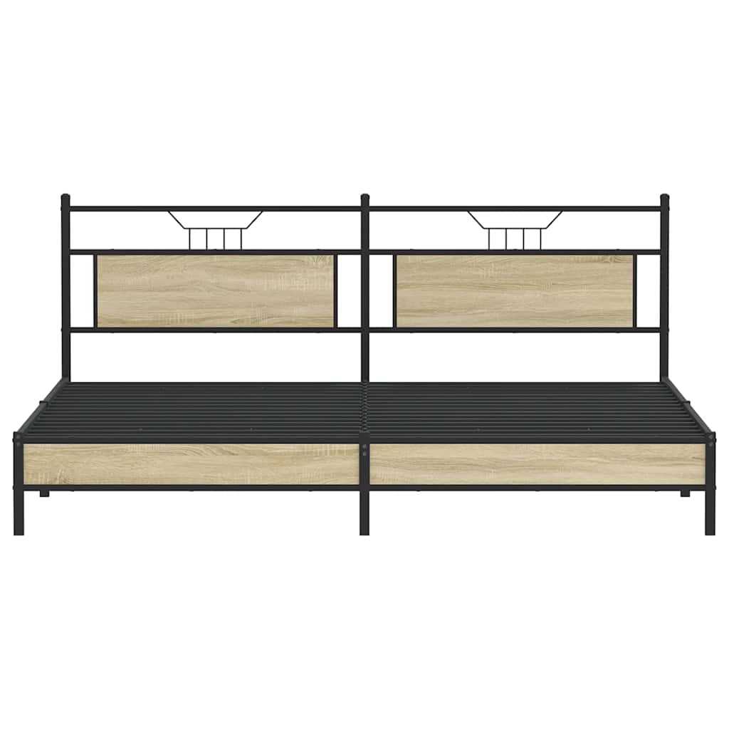 Metal Bed Frame without Mattress Sonoma Oak 193x201 cm