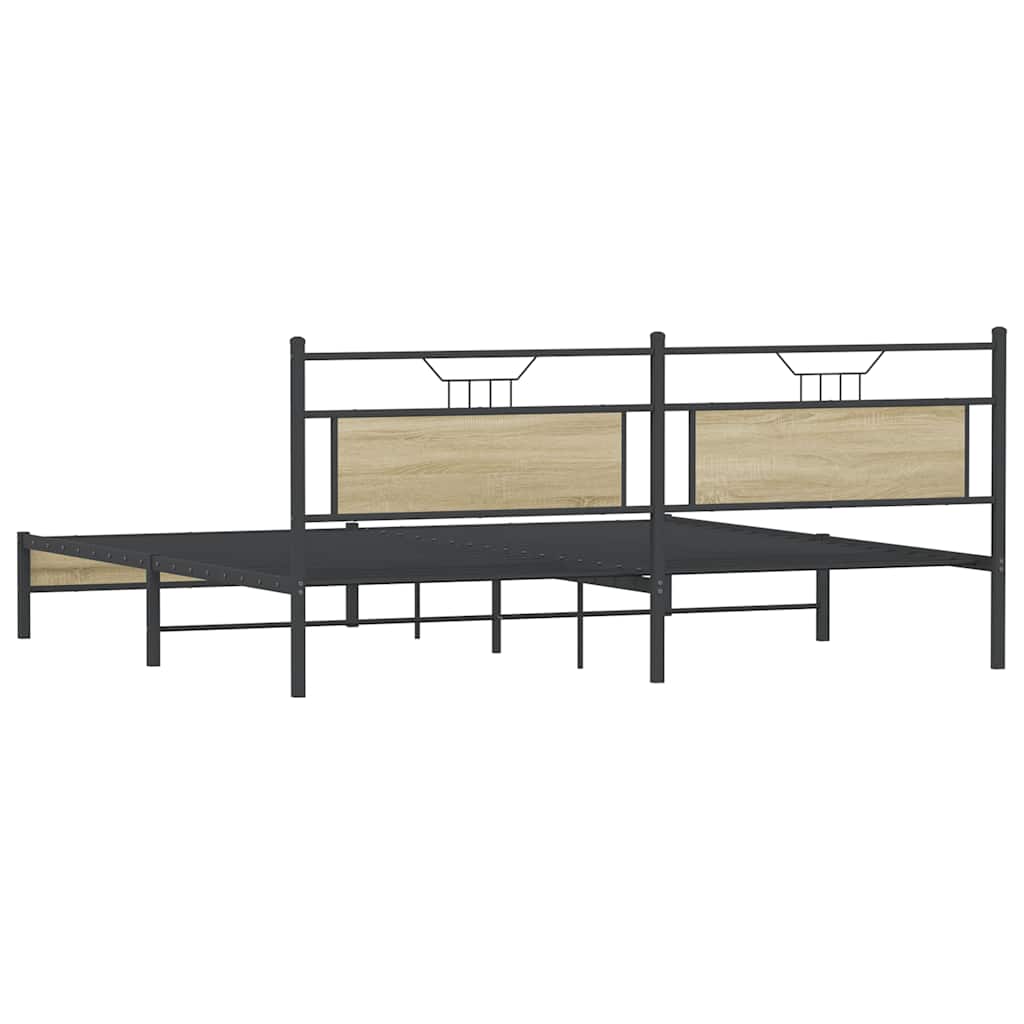 Metal Bed Frame without Mattress Sonoma Oak 193x201 cm