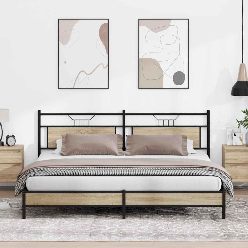Metal Bed Frame without Mattress Sonoma Oak 193x201 cm