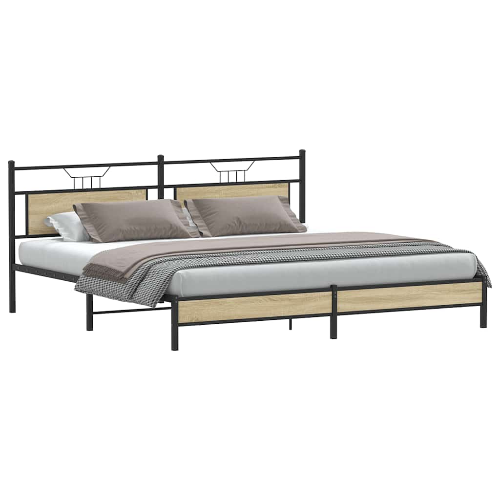 Metal Bed Frame without Mattress Sonoma Oak 200x200 cm