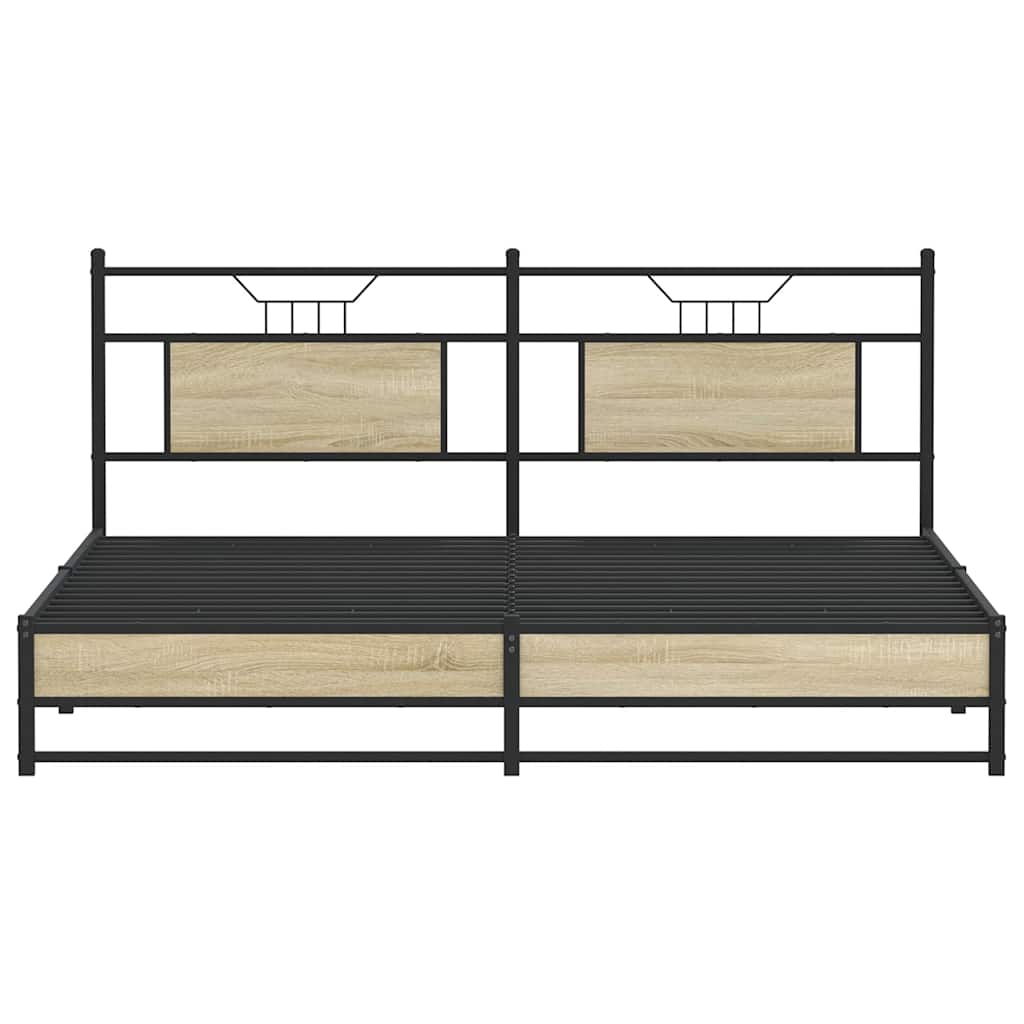 Metal Bed Frame without Mattress Sonoma Oak 180x200 cm Super King