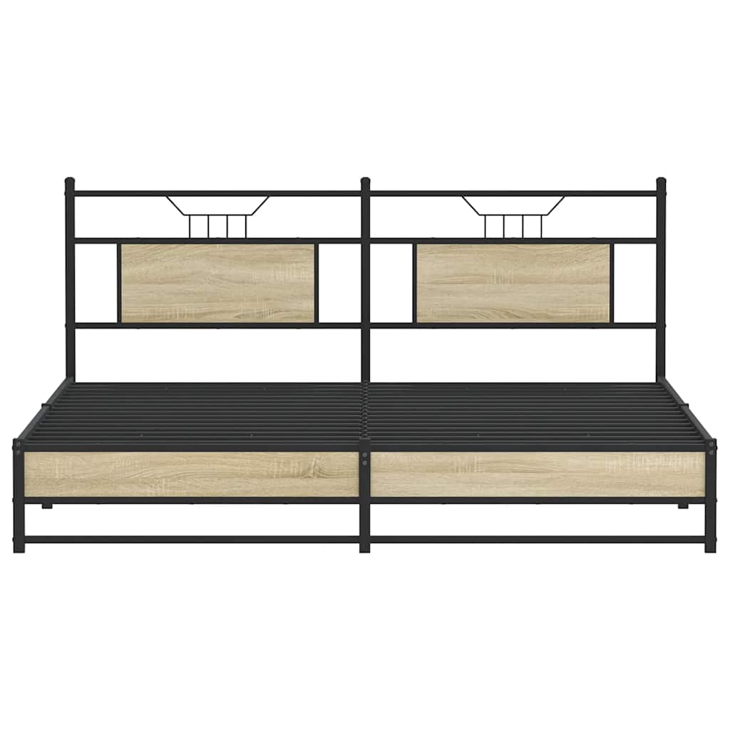 Metal Bed Frame without Mattress Sonoma Oak 183x213 cm