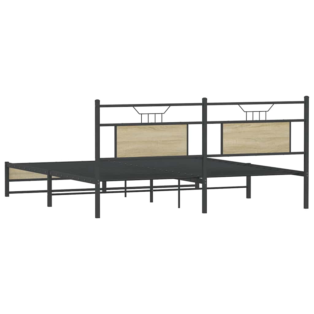 Metal Bed Frame without Mattress Sonoma Oak 183x213 cm