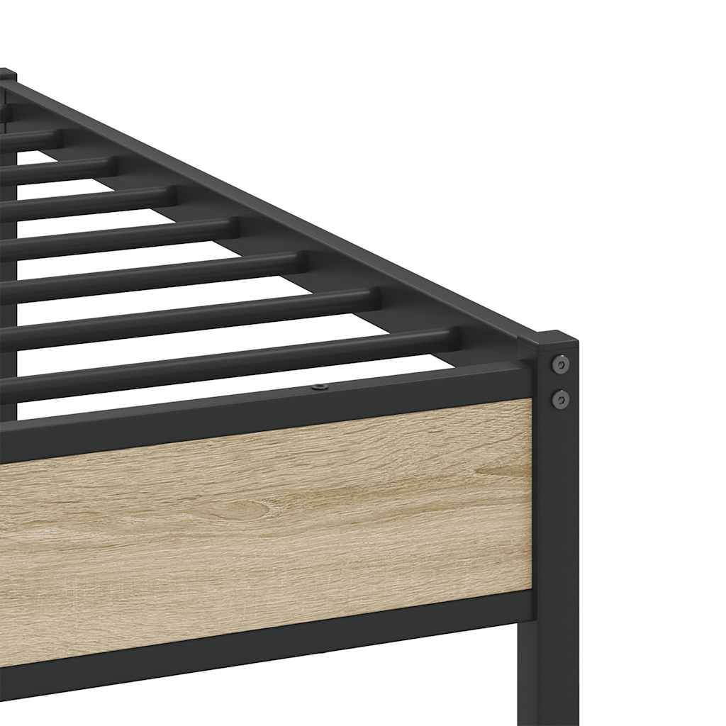 Metal Bed Frame without Mattress Sonoma Oak 183x213 cm