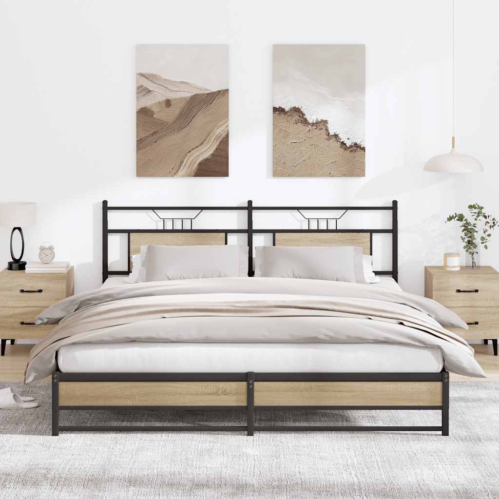 Metal Bed Frame without Mattress Sonoma Oak 183x213 cm