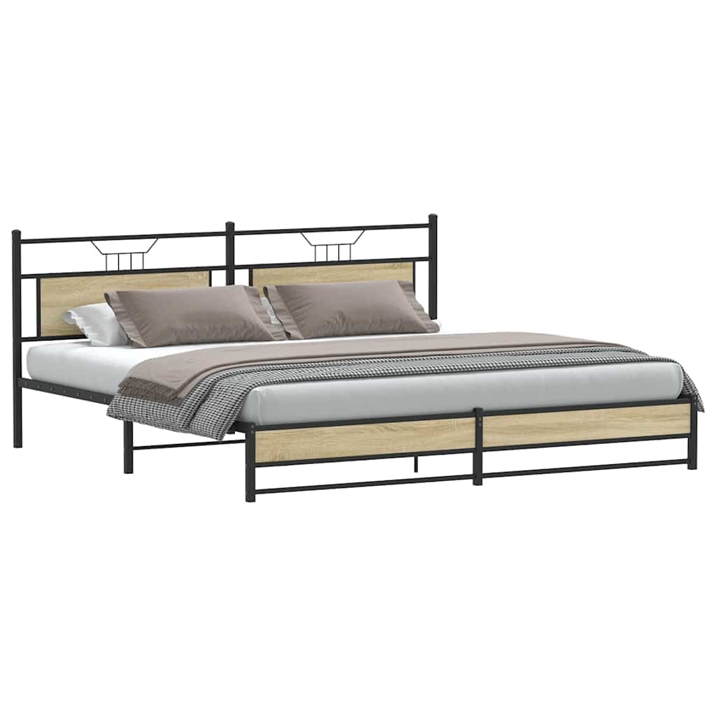 Metal Bed Frame without Mattress Sonoma Oak 193x201 cm