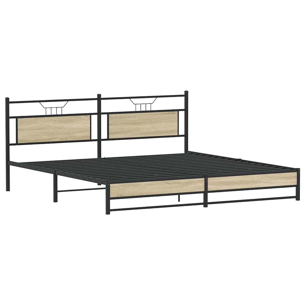 Metal Bed Frame without Mattress Sonoma Oak 193x201 cm