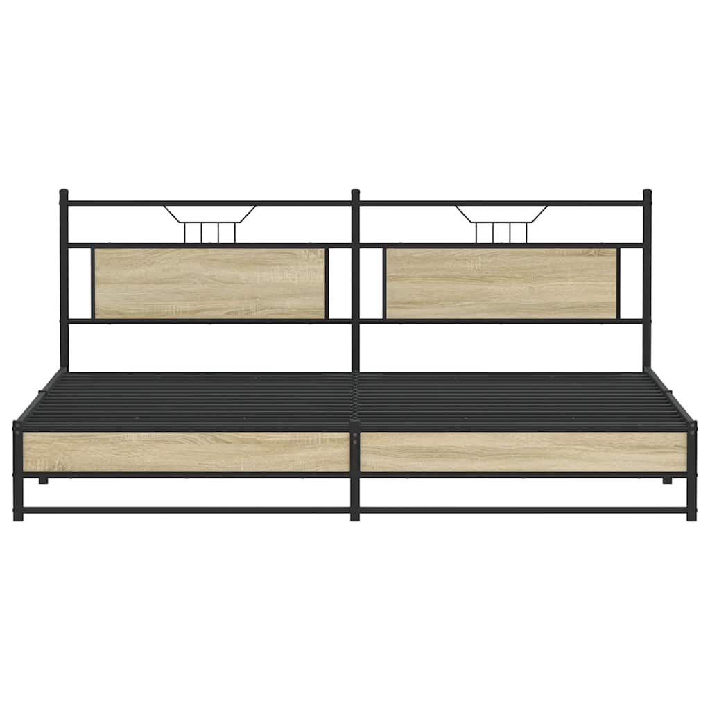 Metal Bed Frame without Mattress Sonoma Oak 193x201 cm