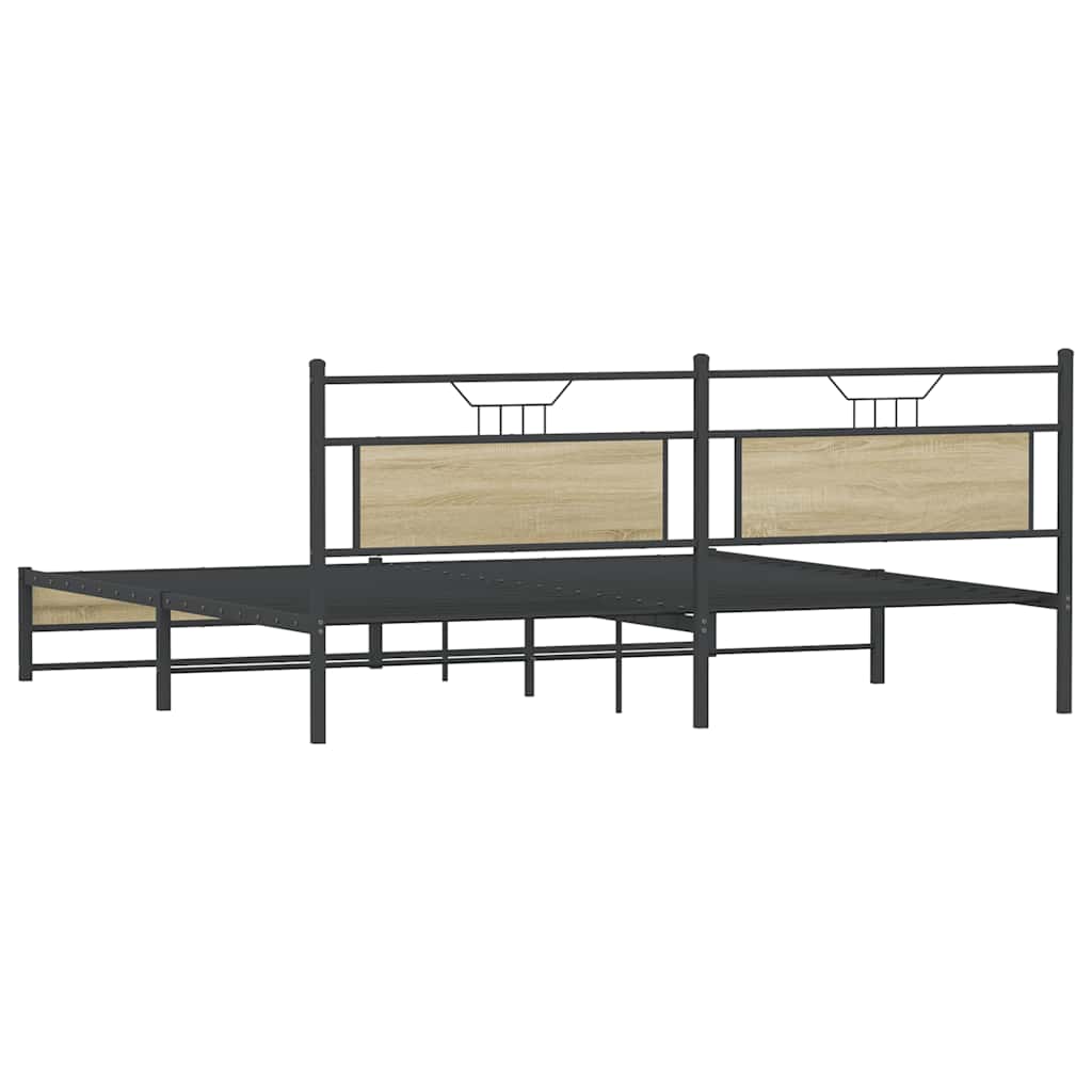 Metal Bed Frame without Mattress Sonoma Oak 193x201 cm