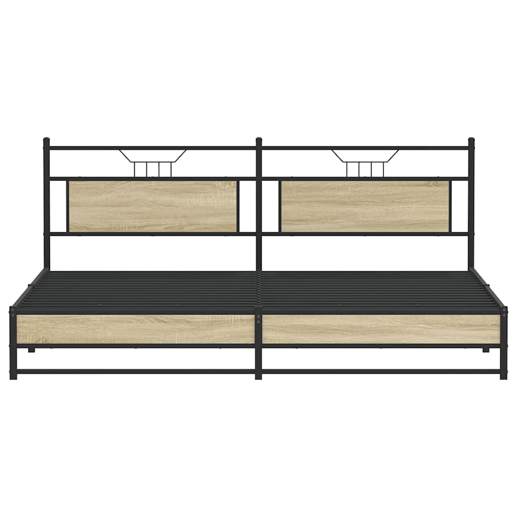 Metal Bed Frame without Mattress Sonoma Oak 200x200 cm