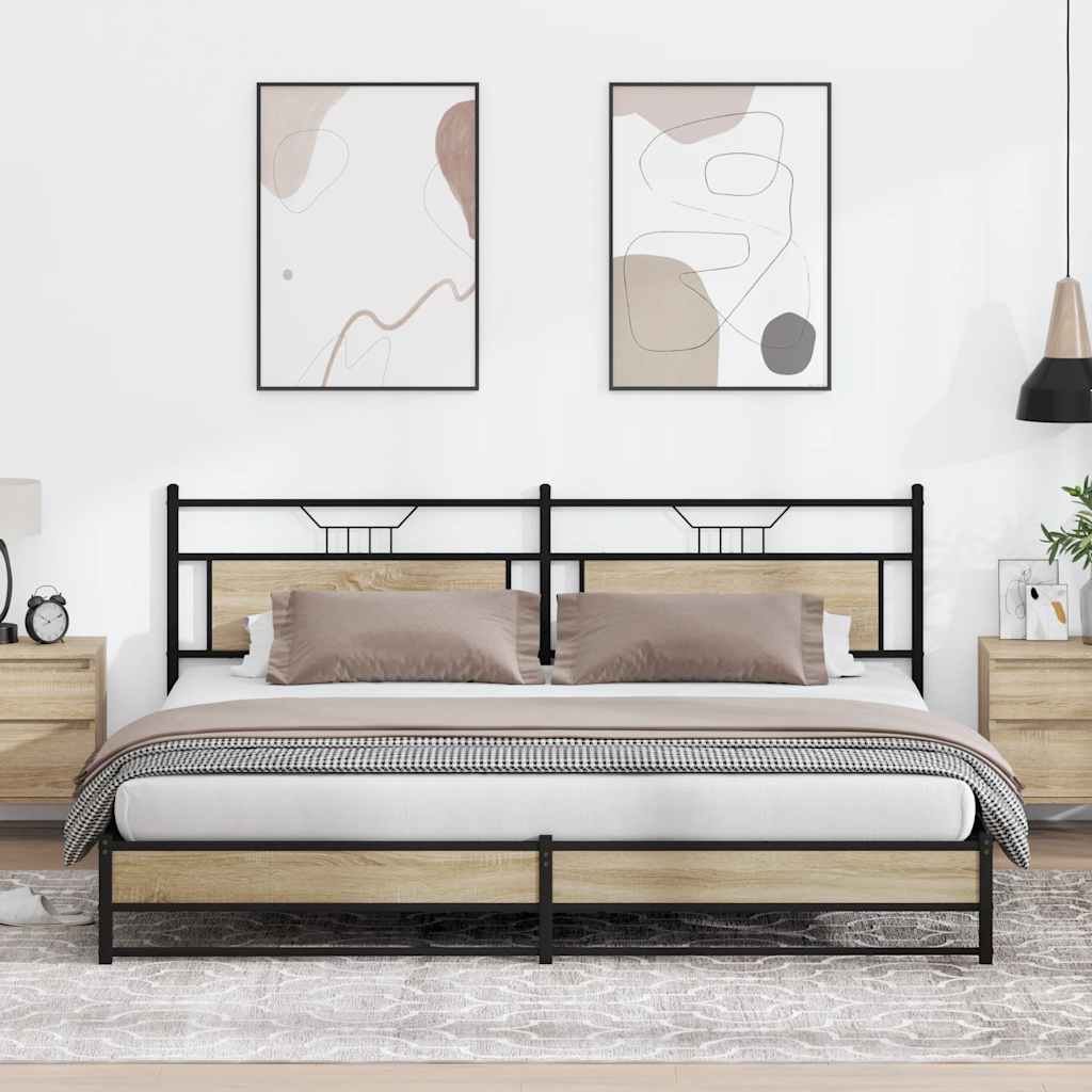 Metal Bed Frame without Mattress Sonoma Oak 200x200 cm