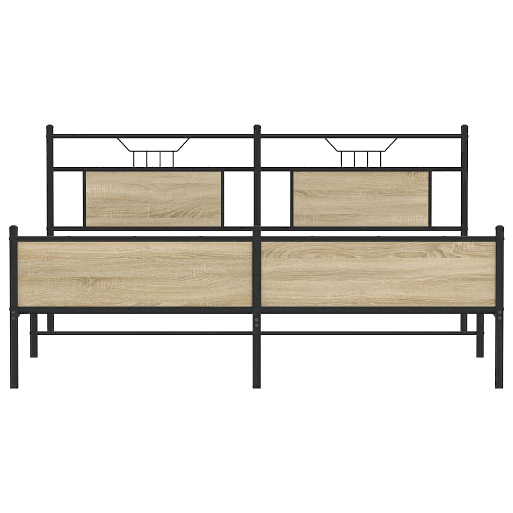 Metal Bed Frame without Mattress Sonoma Oak 160x200 cm