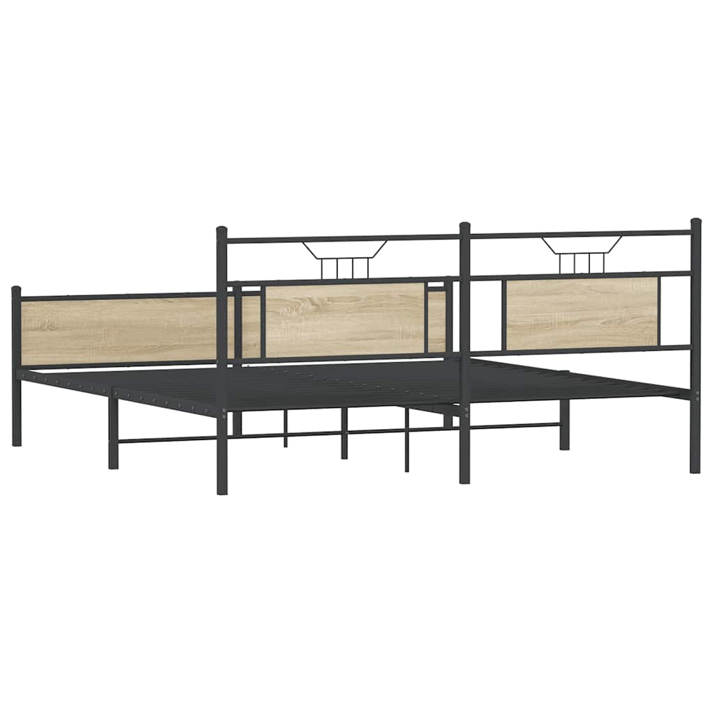 Metal Bed Frame without Mattress Sonoma Oak 160x200 cm