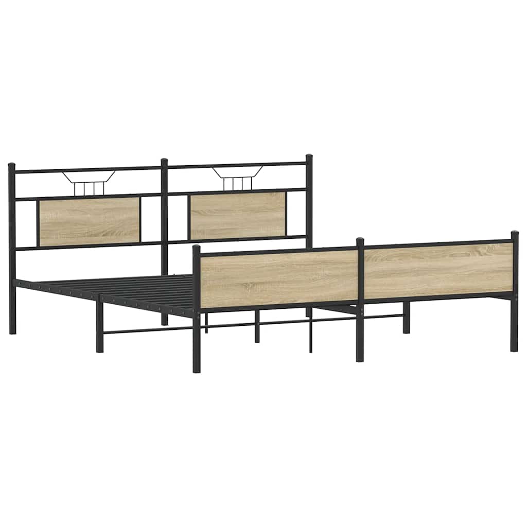 Metal Bed Frame without Mattress Sonoma Oak 180x200 cm Super King