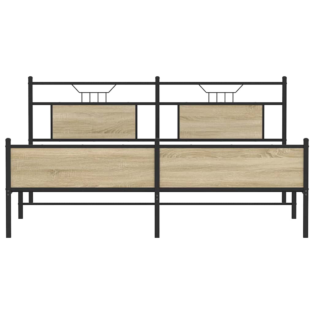 Metal Bed Frame without Mattress Sonoma Oak 180x200 cm Super King