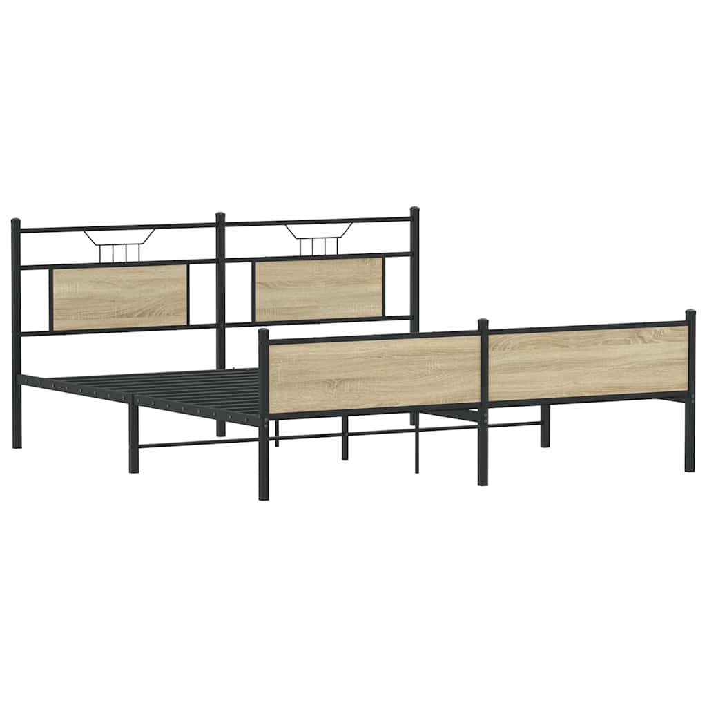 Metal Bed Frame without Mattress Sonoma Oak 183x213 cm