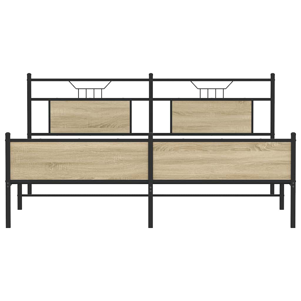 Metal Bed Frame without Mattress Sonoma Oak 183x213 cm