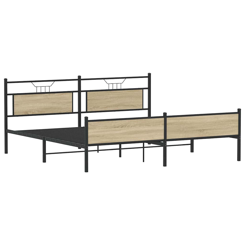 Metal Bed Frame without Mattress Sonoma Oak 193x201 cm
