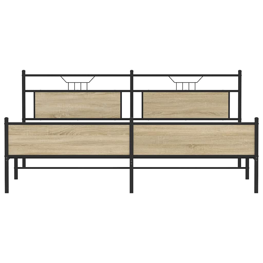 Metal Bed Frame without Mattress Sonoma Oak 193x201 cm