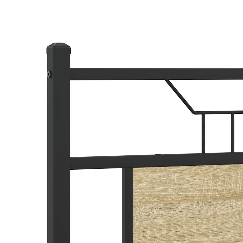 Metal Bed Frame without Mattress Sonoma Oak 193x201 cm