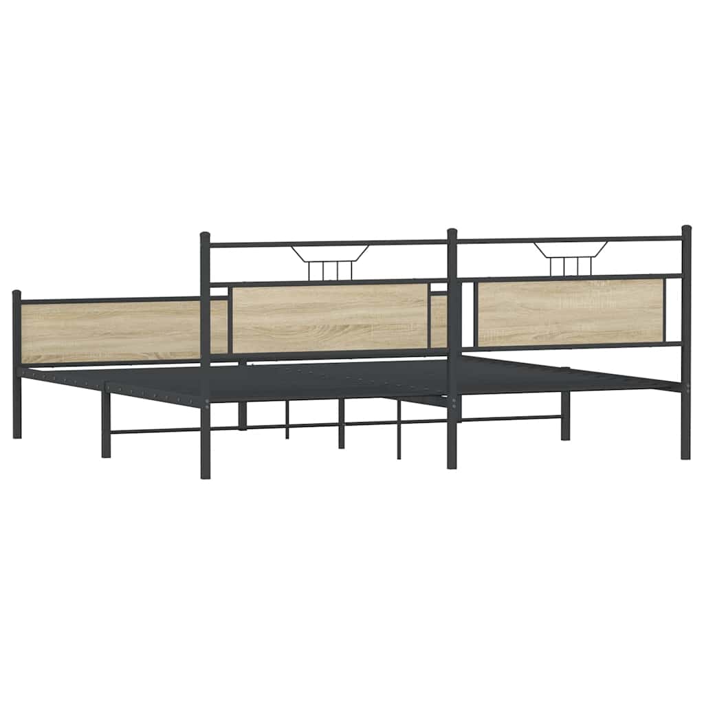 Metal Bed Frame without Mattress Sonoma Oak 200x200 cm