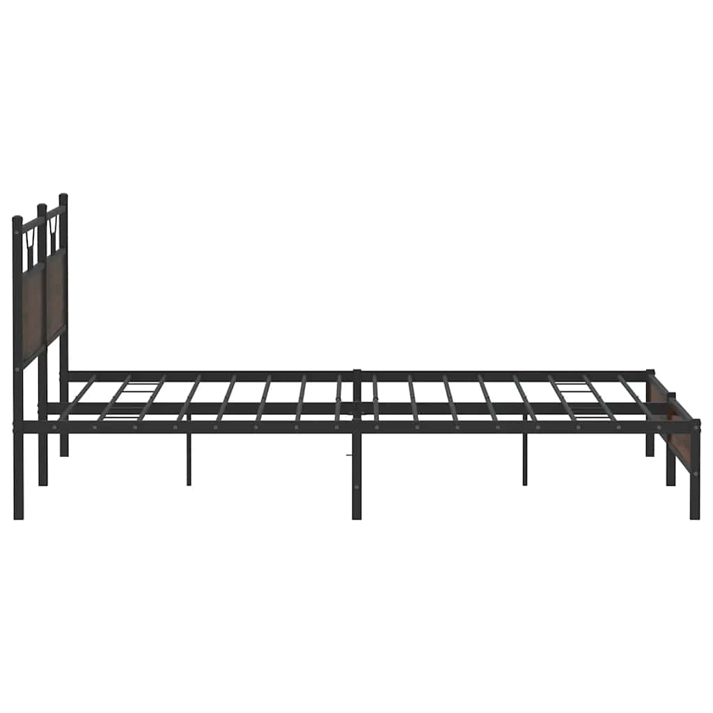 Metal Bed Frame without Mattress Brown Oak 200x200 cm
