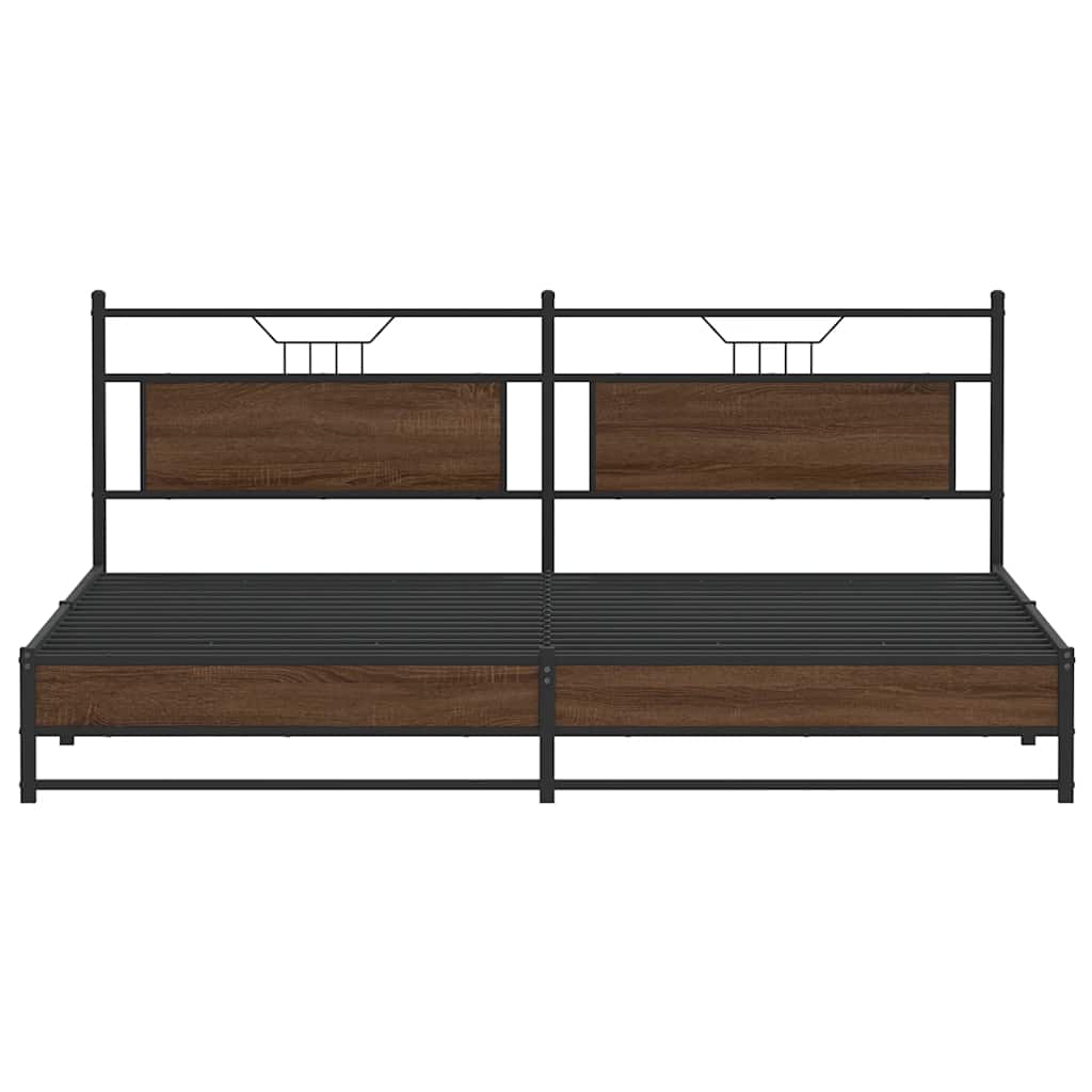 Metal Bed Frame without Mattress Brown Oak 200x200 cm