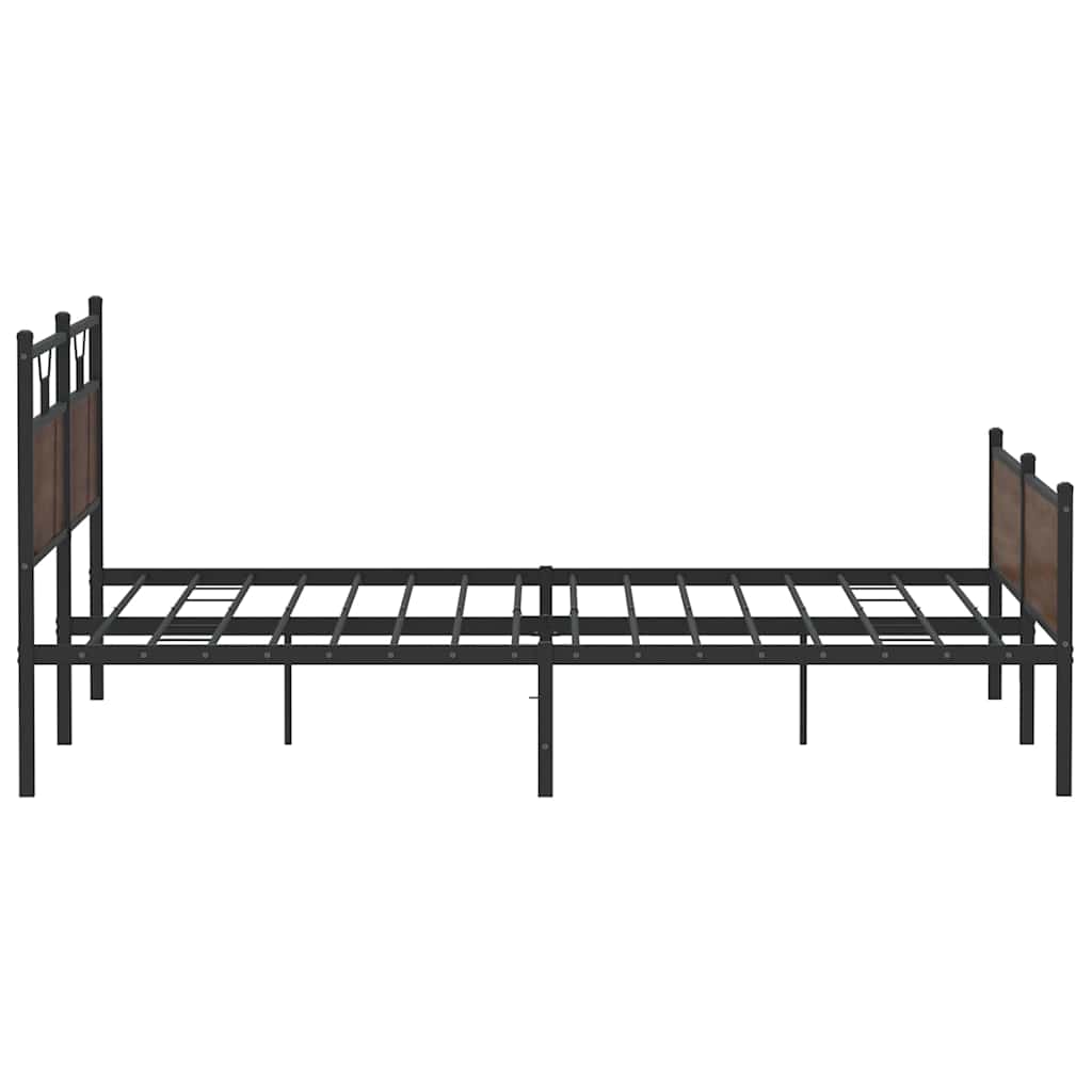 Metal Bed Frame without Mattress Brown Oak 193x201 cm