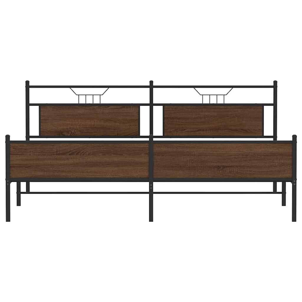 Metal Bed Frame without Mattress Brown Oak 200x200 cm