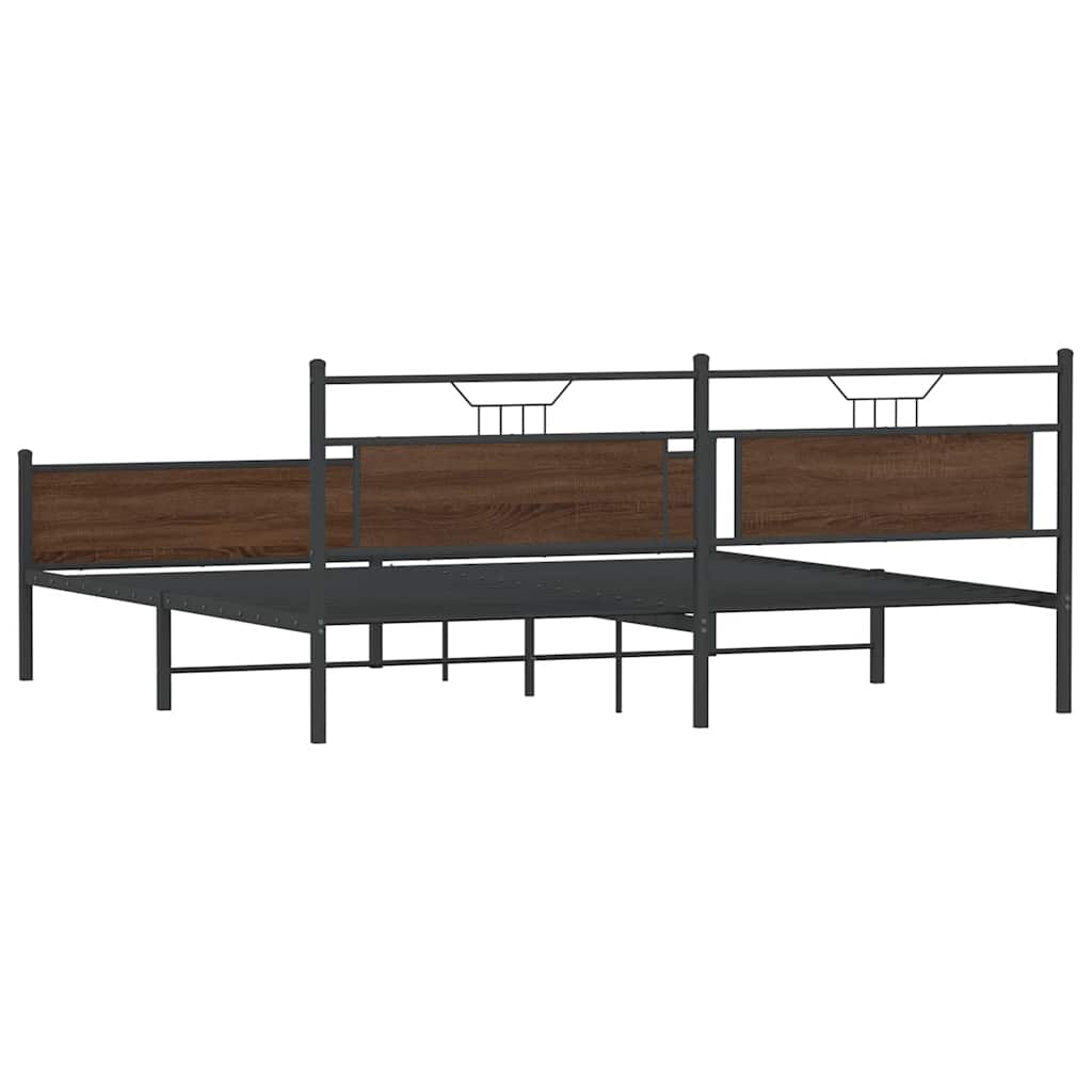 Metal Bed Frame without Mattress Brown Oak 200x200 cm