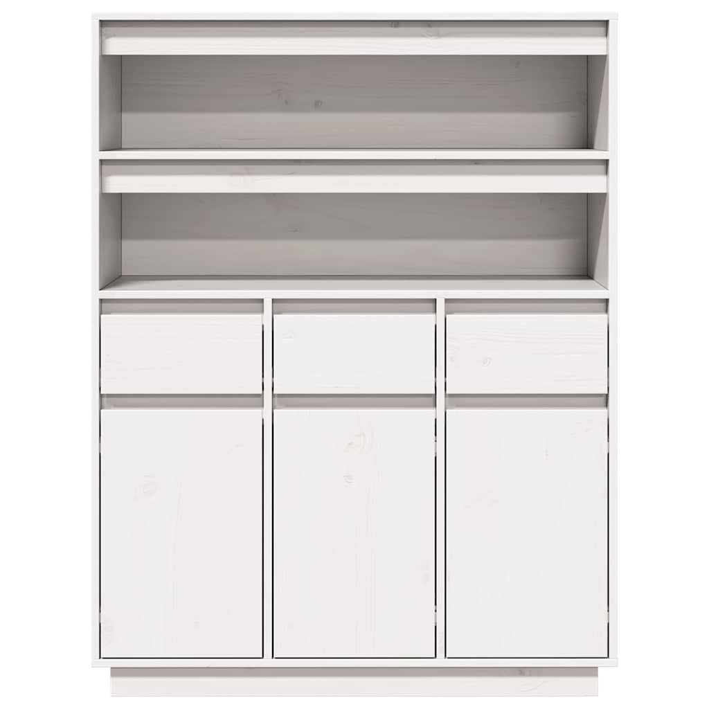 Highboard White 89x34x116.5 cm Solid Wood Pine