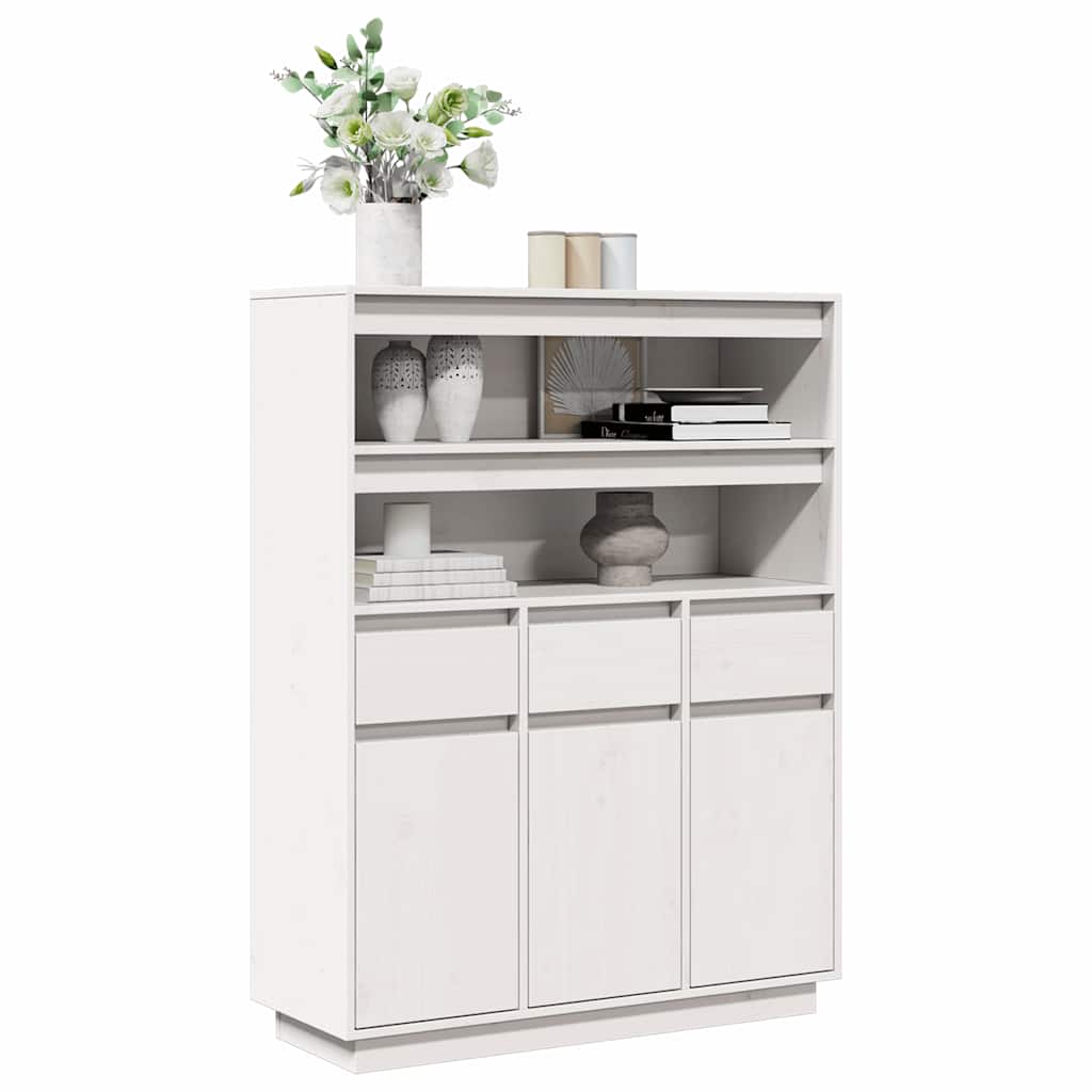 Highboard White 89x34x116.5 cm Solid Wood Pine