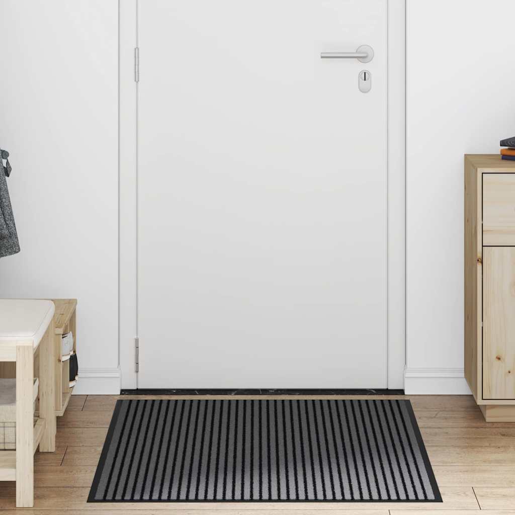 Doormat Stripe Black And Grey