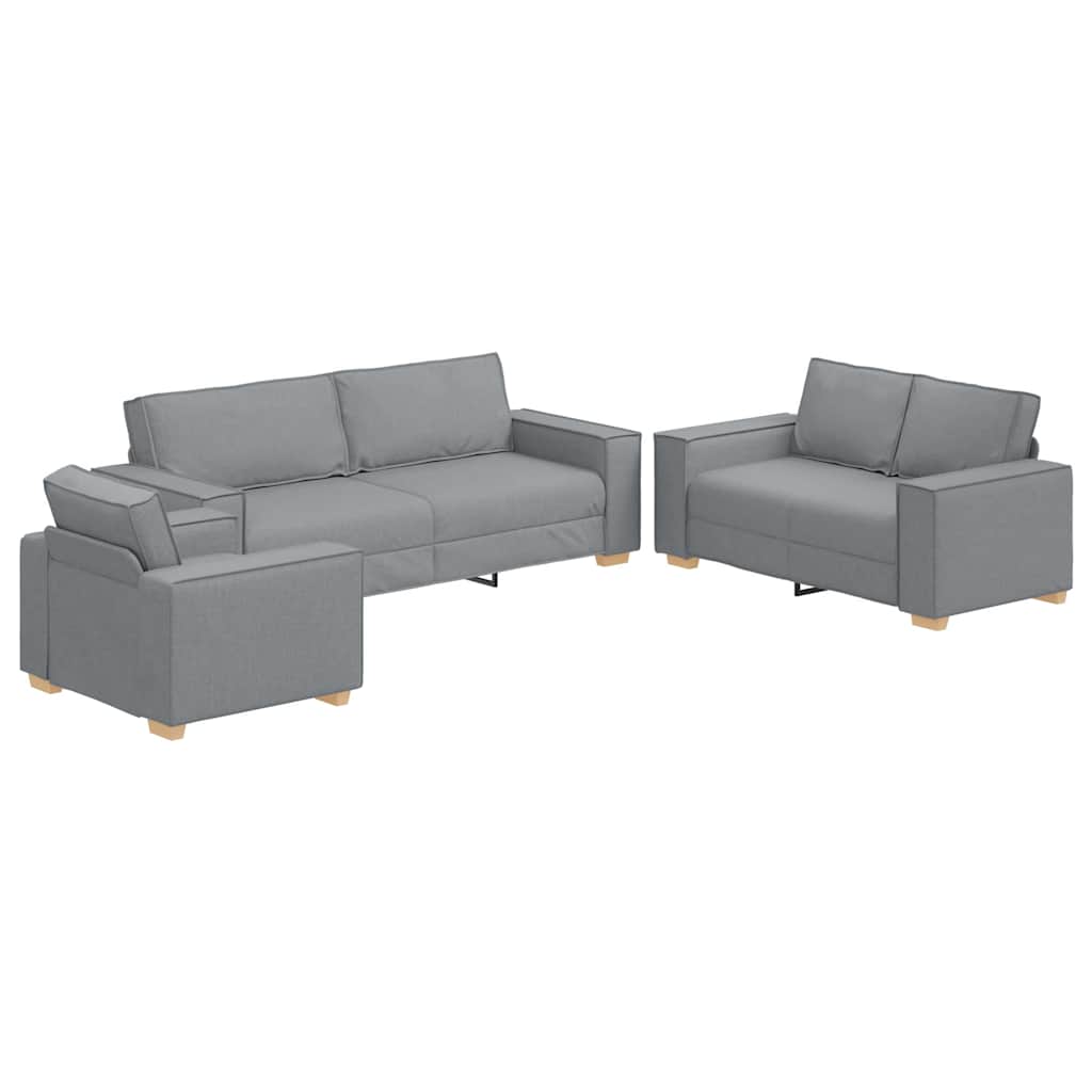 Sofa Set with Cushion 3 pcs Grey 220 x 78 x 84 cm Fabric
